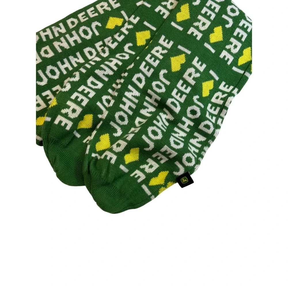 John Deere | Scarf | Green White‎ Yellow | Logo | Knit | No Pom Poms